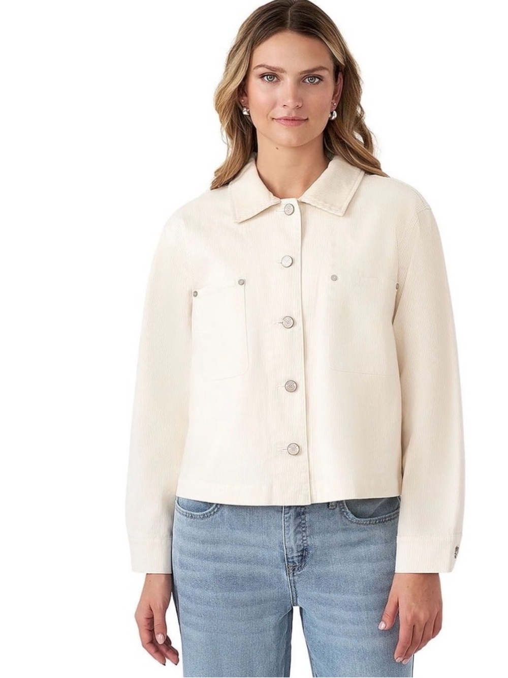 Hunter Cream Button-Front Jean Jacket